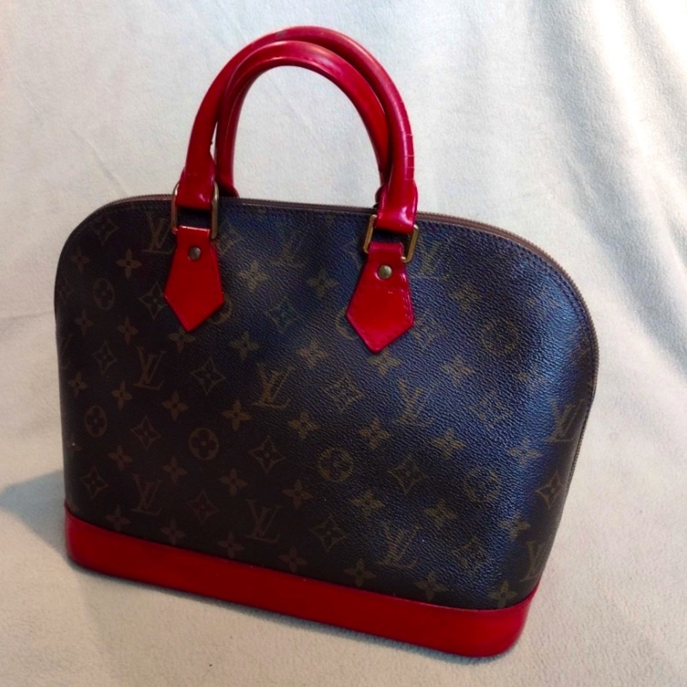 Preloved Authentic Louis Vuitton Alma Bag red trim & surprise interior design - Picture 1 of 11